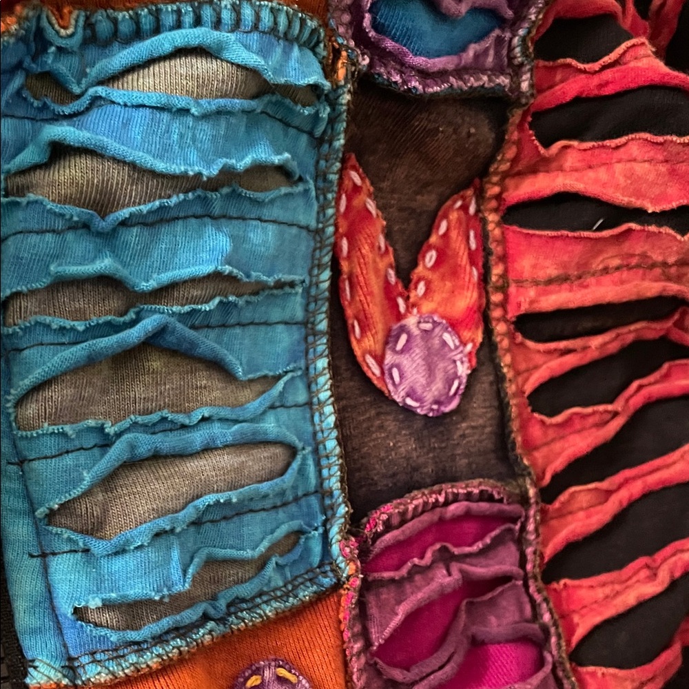 Windhorse Multicolor Patchwork Hooded Jacket Sz M… - image 7